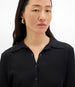 Another Tomorrow Pique Polo in Black – Cotton Women's Top