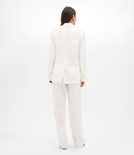 Another Tomorrow Relaxed Blazer in Off White – Linen Women's Jacket