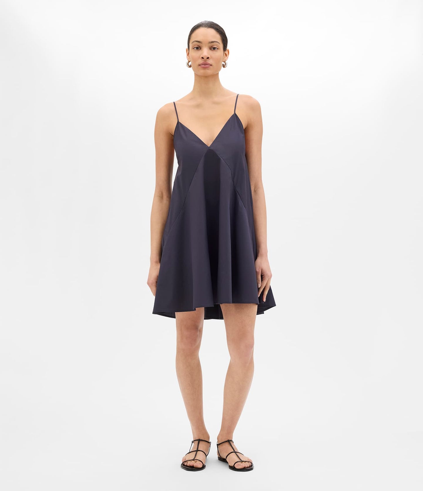 Another Tomorrow Flare Sun Dress in Midnight – Cotton Women's Dress