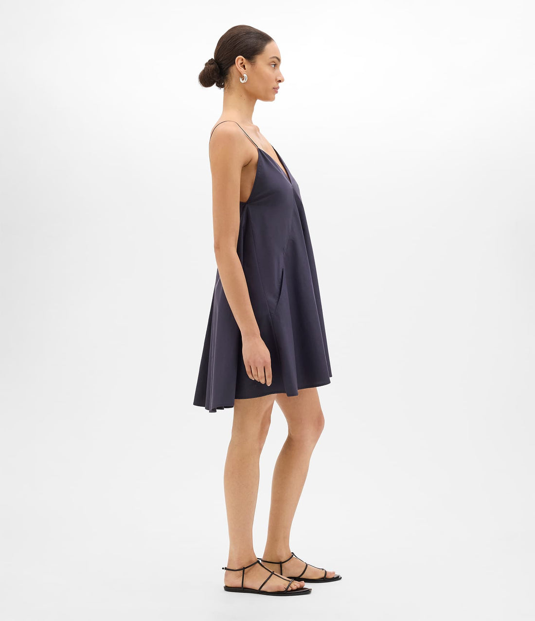Another Tomorrow Flare Sun Dress in Midnight – Cotton Women's Dress