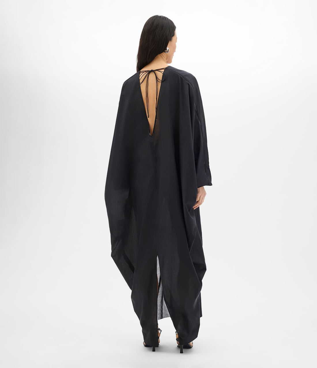 Another Tomorrow Voile Caftan in Black – Cotton Women's Dress