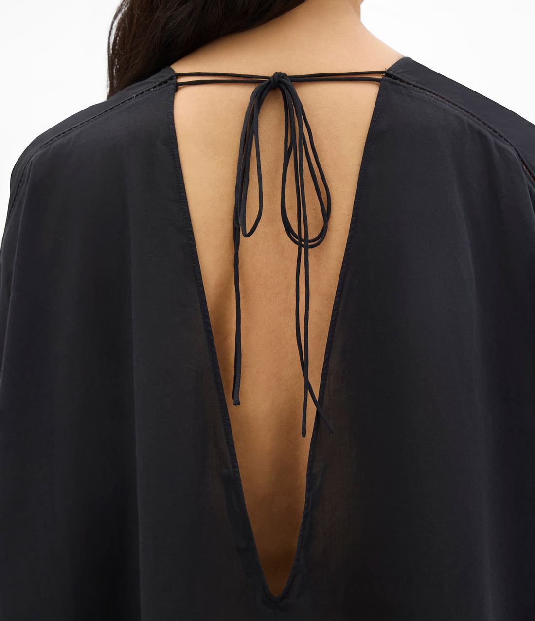 Another Tomorrow Voile Caftan in Black – Cotton Women's Dress