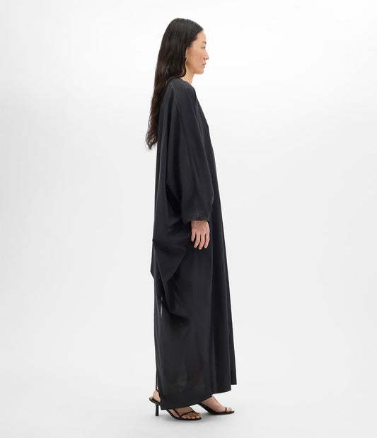 Another Tomorrow Voile Caftan in Black – Cotton Women's Dress