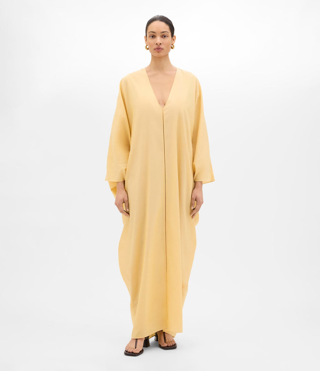 Another Tomorrow Voile Caftan in Mimosa – Cotton Women's Dress