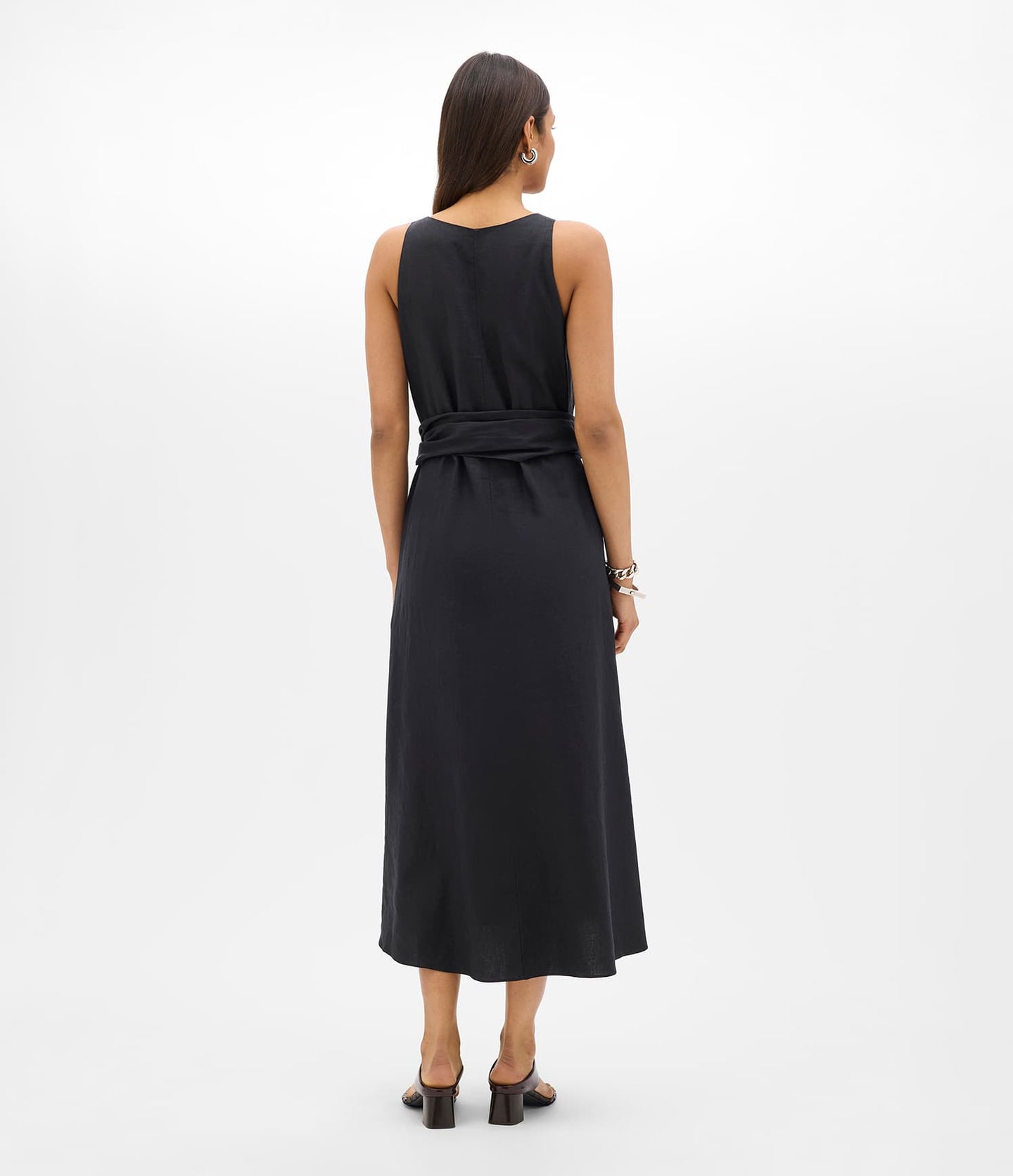 Another Tomorrow Sarong Linen Dress in Black – Linen Women's Dress