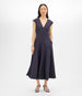 Another Tomorrow V Neck Day Dress in Midnight – Cotton Women's Dress