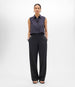Another Tomorrow Cropped Sleeveless Shirt in Midnight – Cotton Women's Top