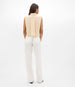 Another Tomorrow Cropped Sleeveless Shirt in Sand – Cotton Women's Top