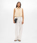 Another Tomorrow Cropped Sleeveless Shirt in Sand – Cotton Women's Top