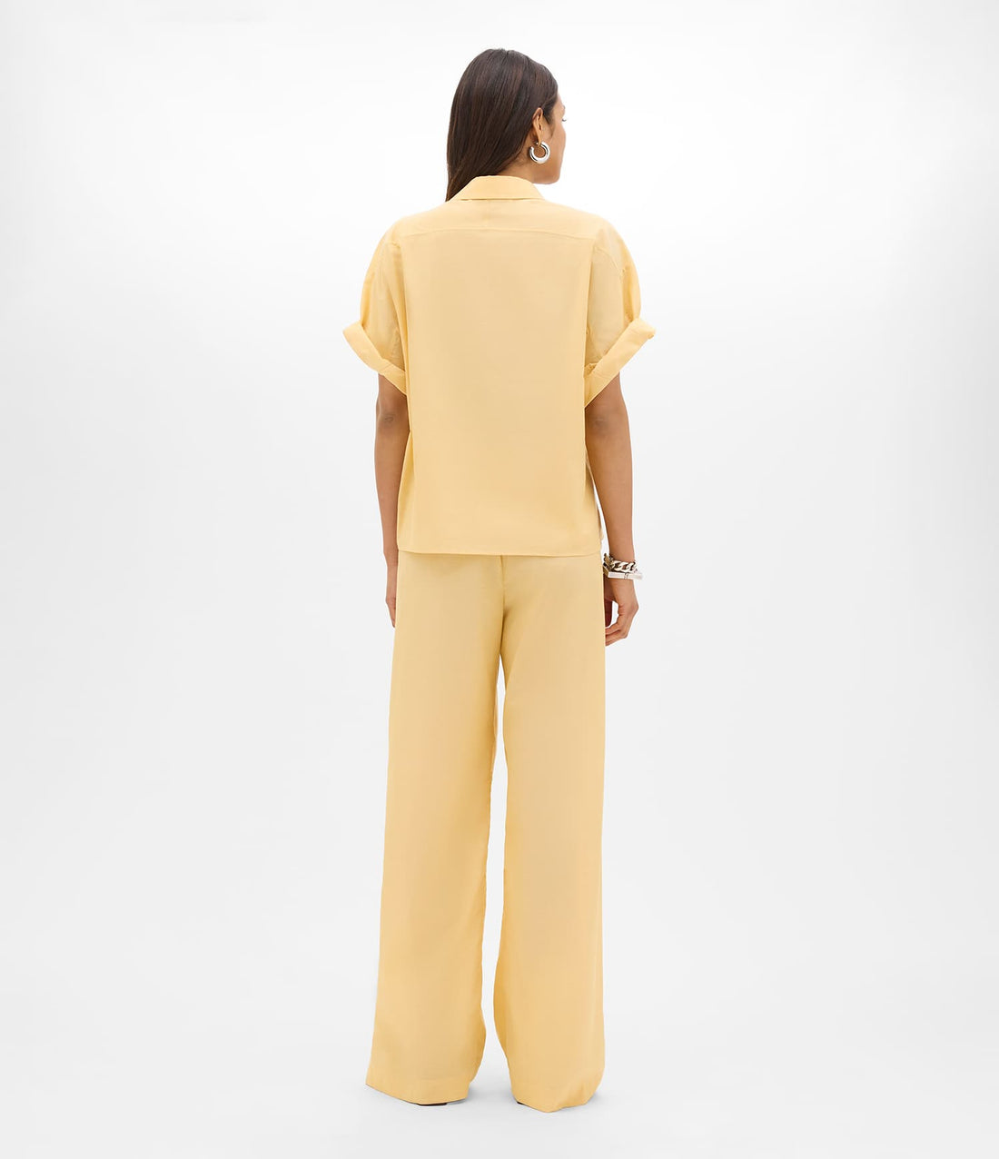 Another Tomorrow Voile Short Sleeve Shirt in Mimosa – Cotton Women's Trousers