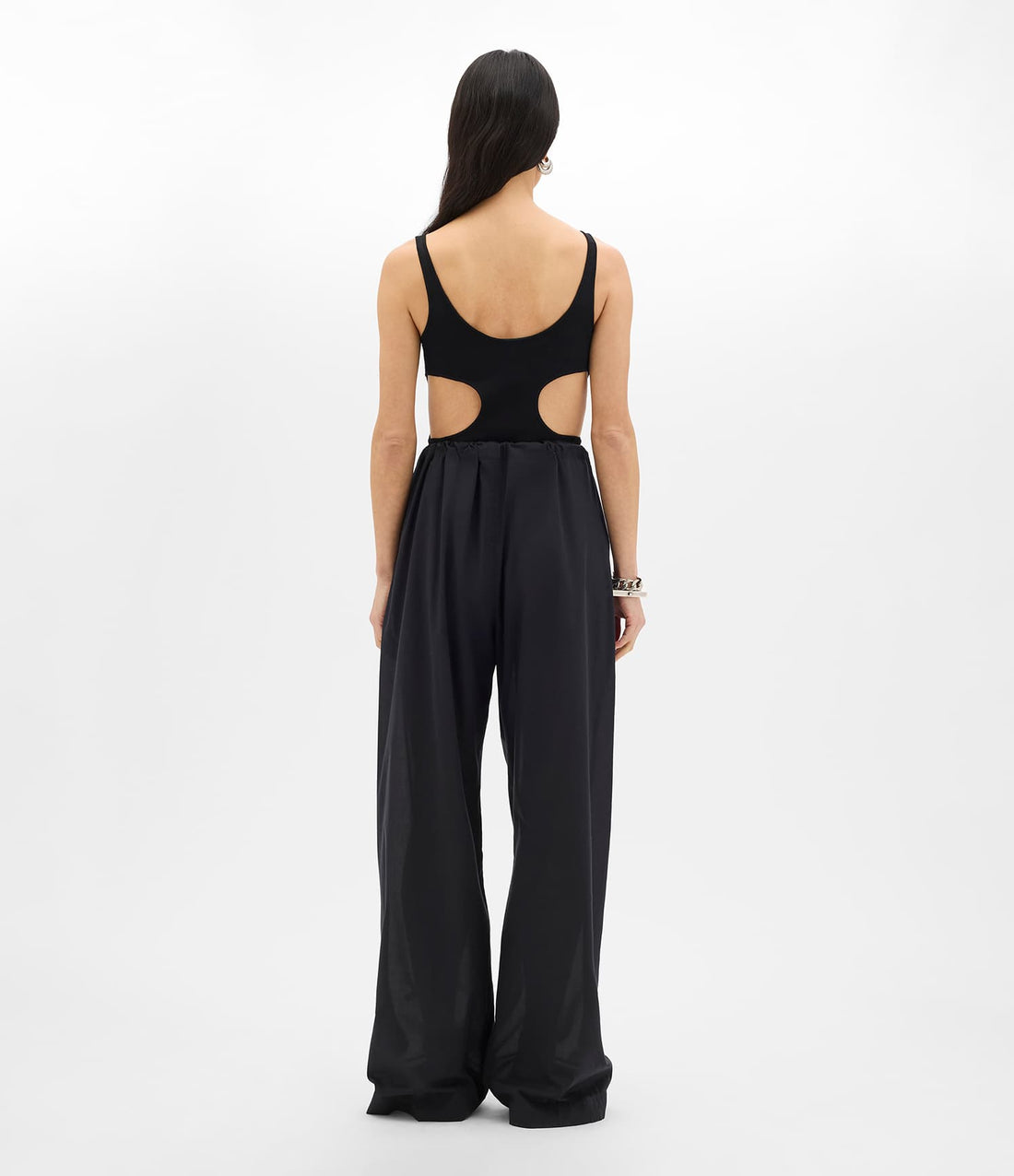 Another Tomorrow Voile Drawcord Pant in Black – Cotton Women's Trousers