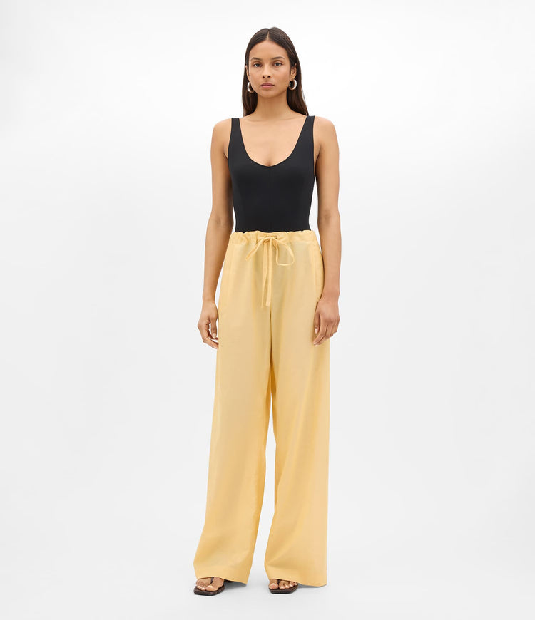 Another Tomorrow Voile Drawcord Pant in Mimosa – Cotton Women's Trousers