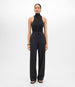 Another Tomorrow Flat Front Trouser in Black – Linen Women's Trousers