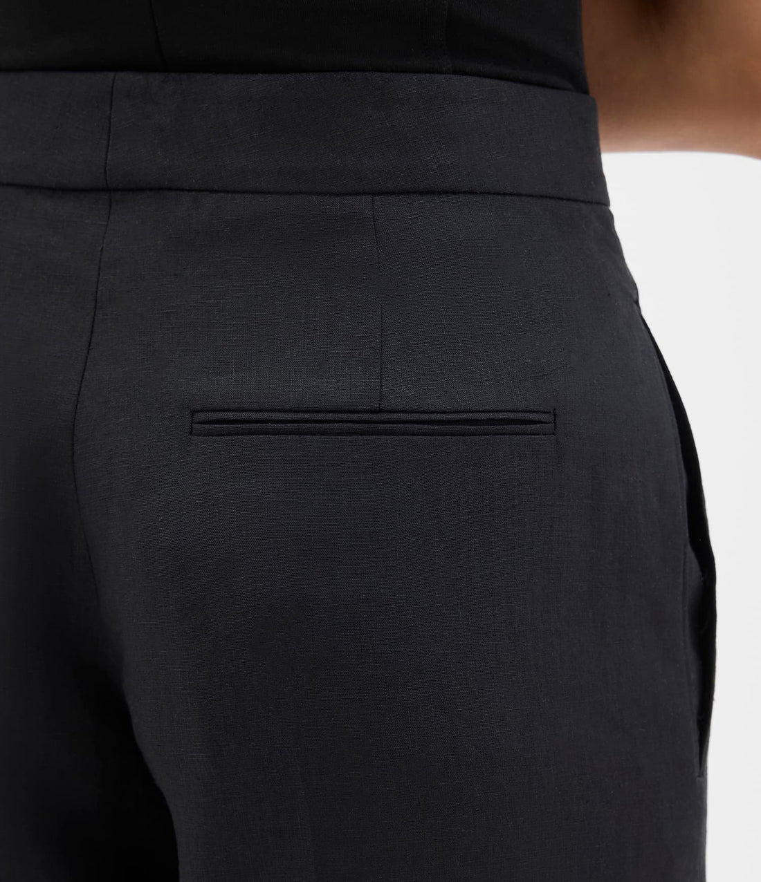 Another Tomorrow Flat Front Trouser in Black – Linen Women's Trousers