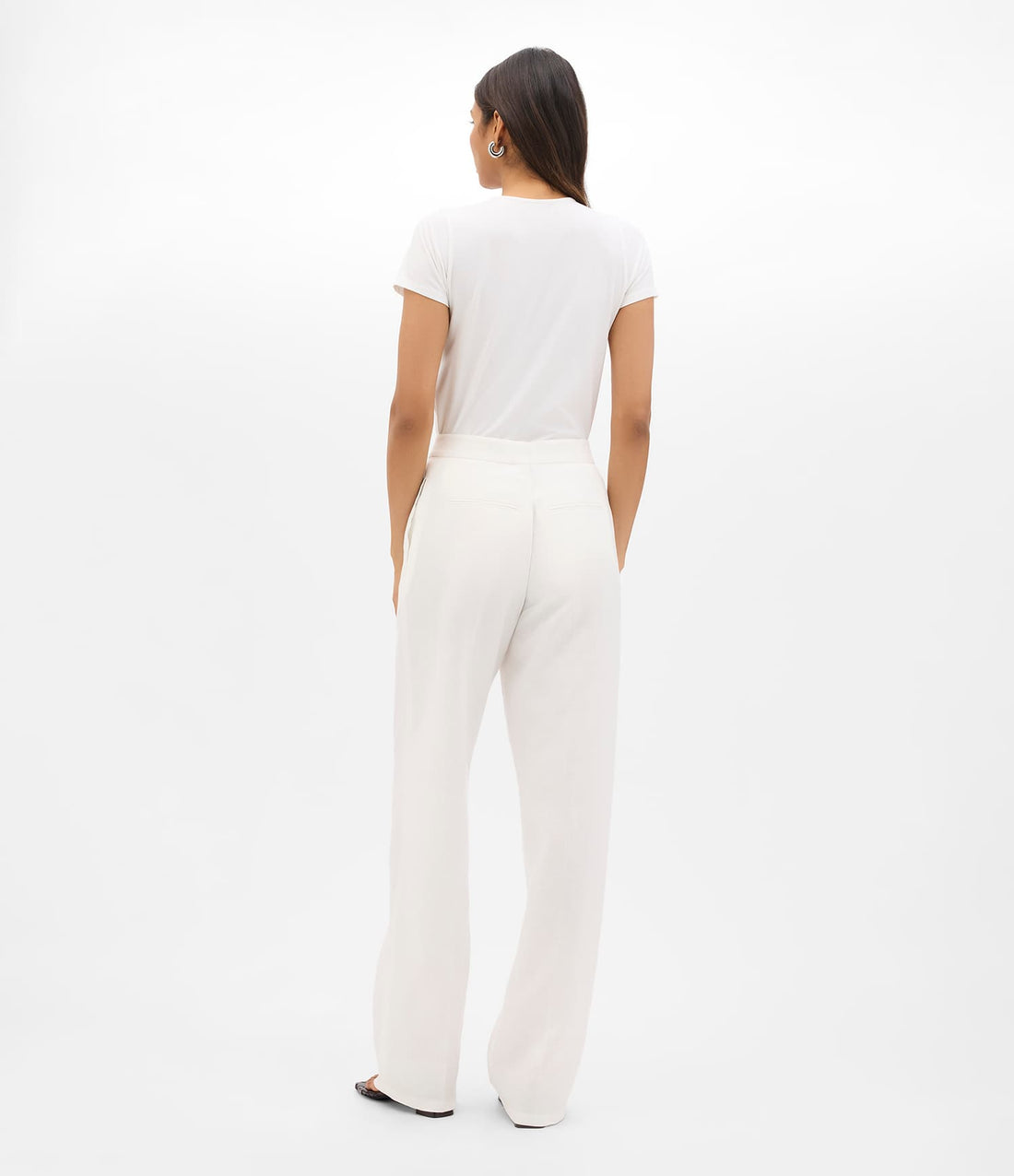 Another Tomorrow Flat Front Trouser in Off White – Linen Women's Trousers