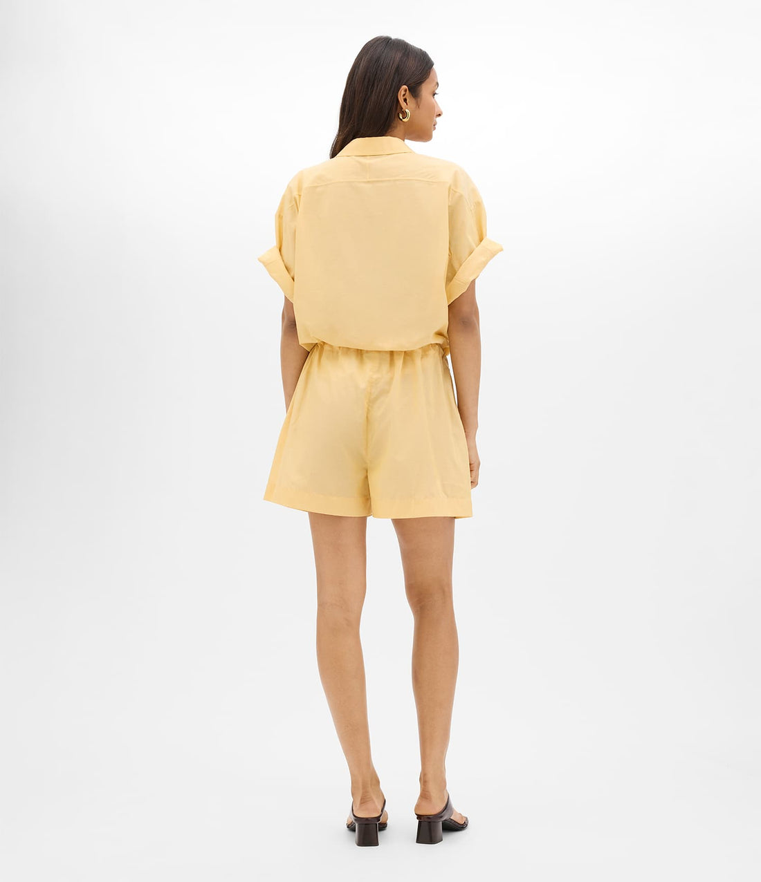 Another Tomorrow Voile Drawcord Short in Mimosa – Cotton Women's Trousers