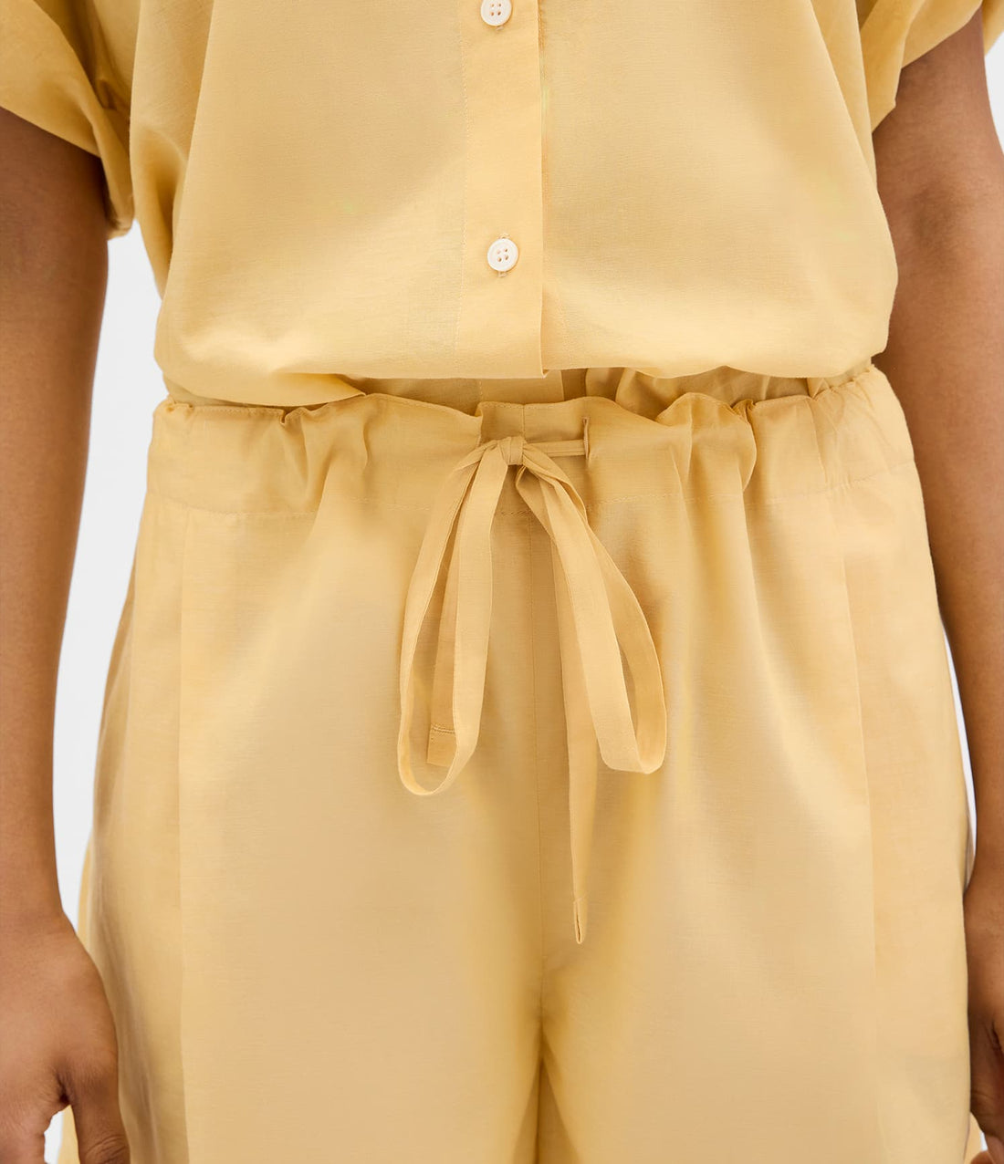 Another Tomorrow Voile Drawcord Short in Mimosa – Cotton Women's Trousers