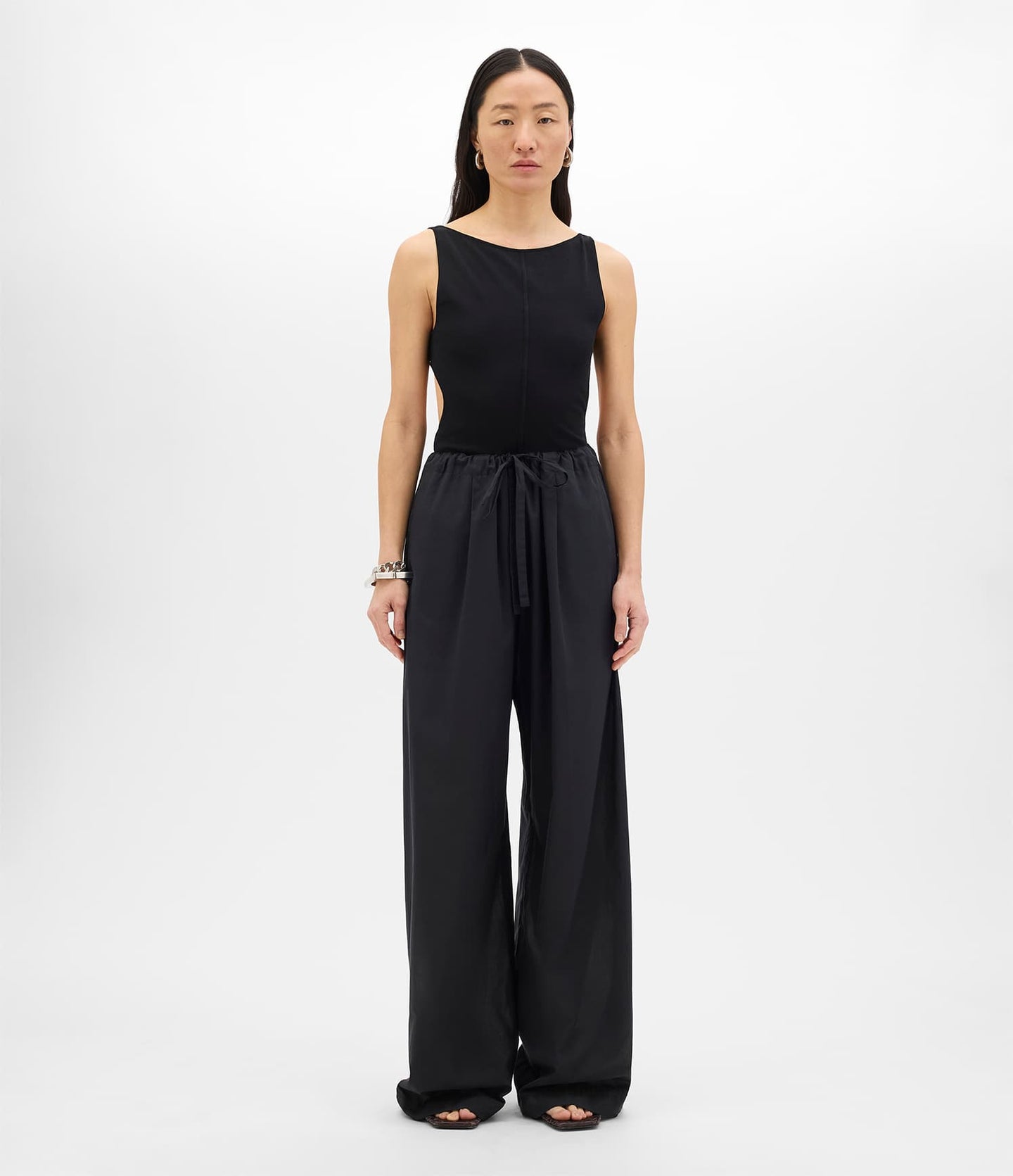 Another Tomorrow Cutout Tank in Black – Viscose Women's Top