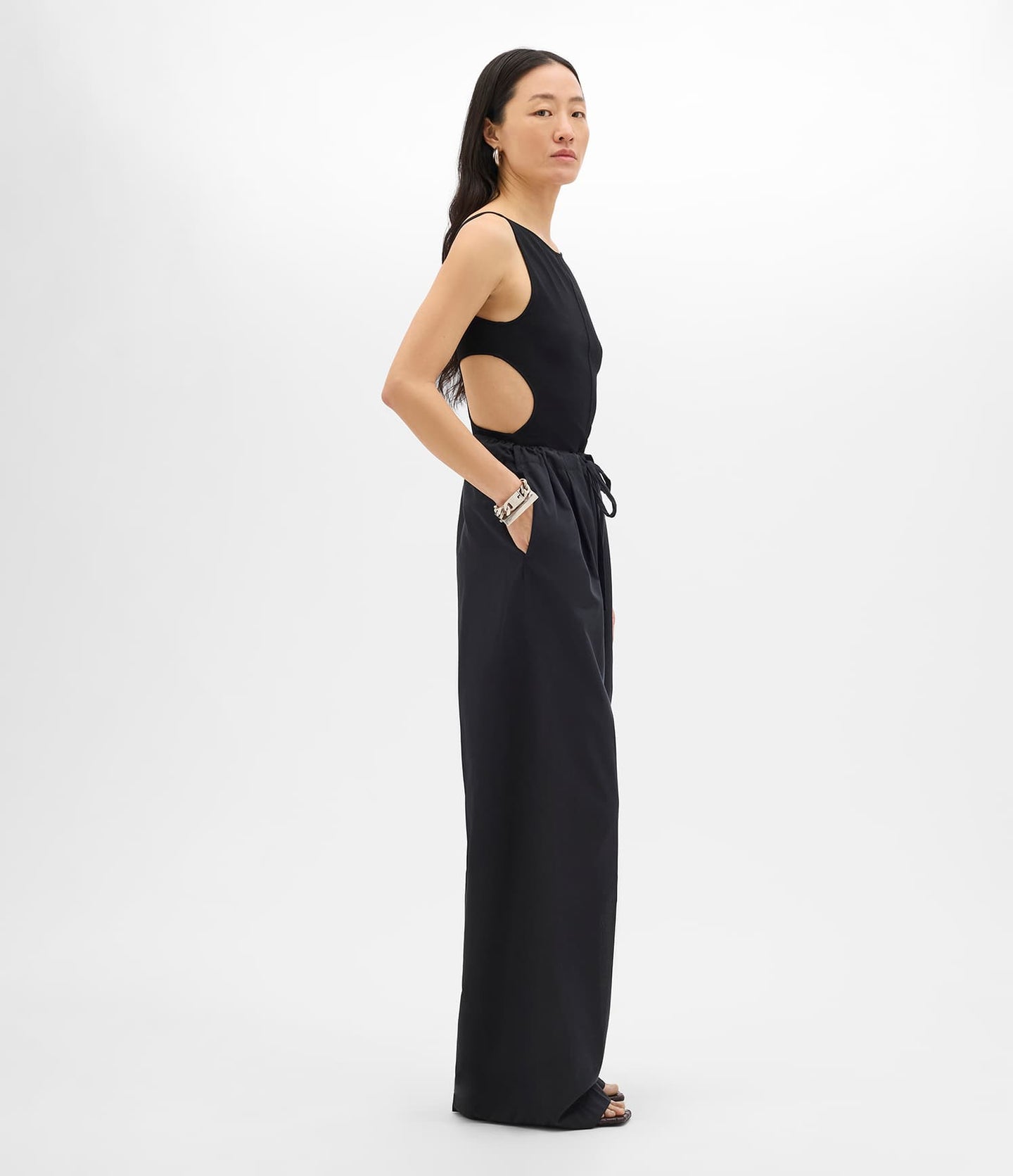 Another Tomorrow Cutout Tank in Black – Viscose Women's Top