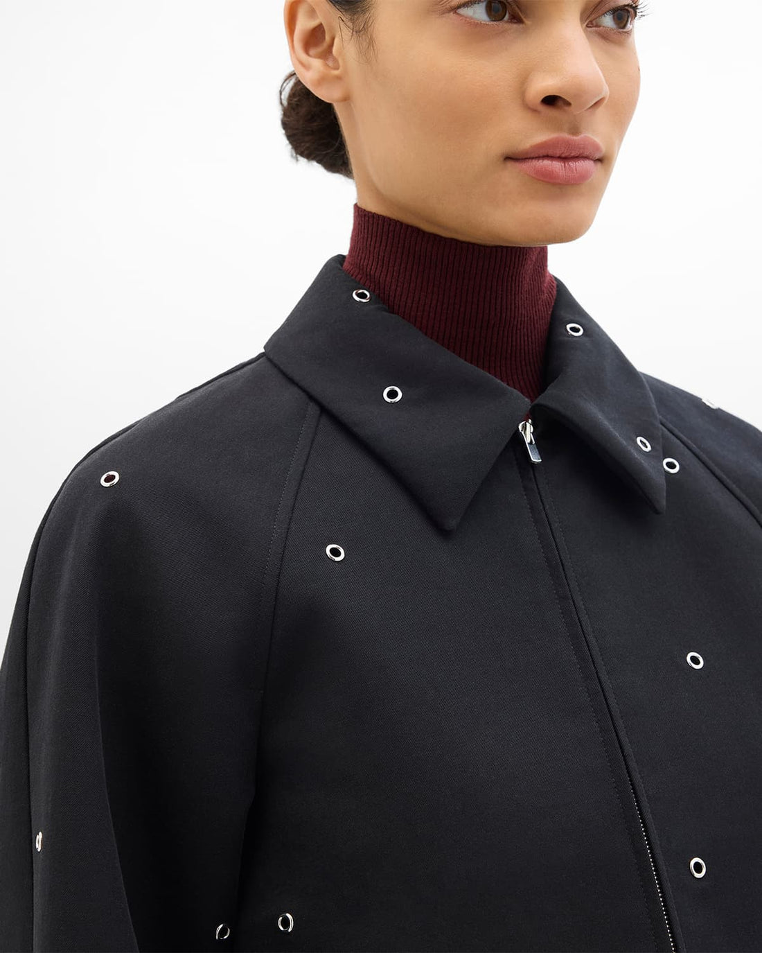 Eyelet Cropped Jacket | Black