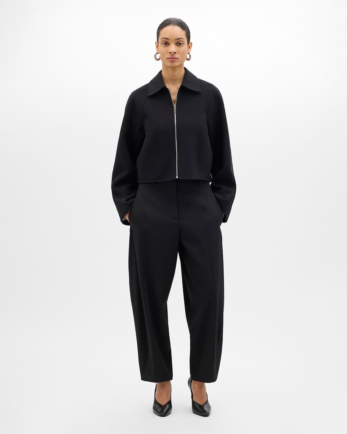 Double Face Crop Blouson | Black