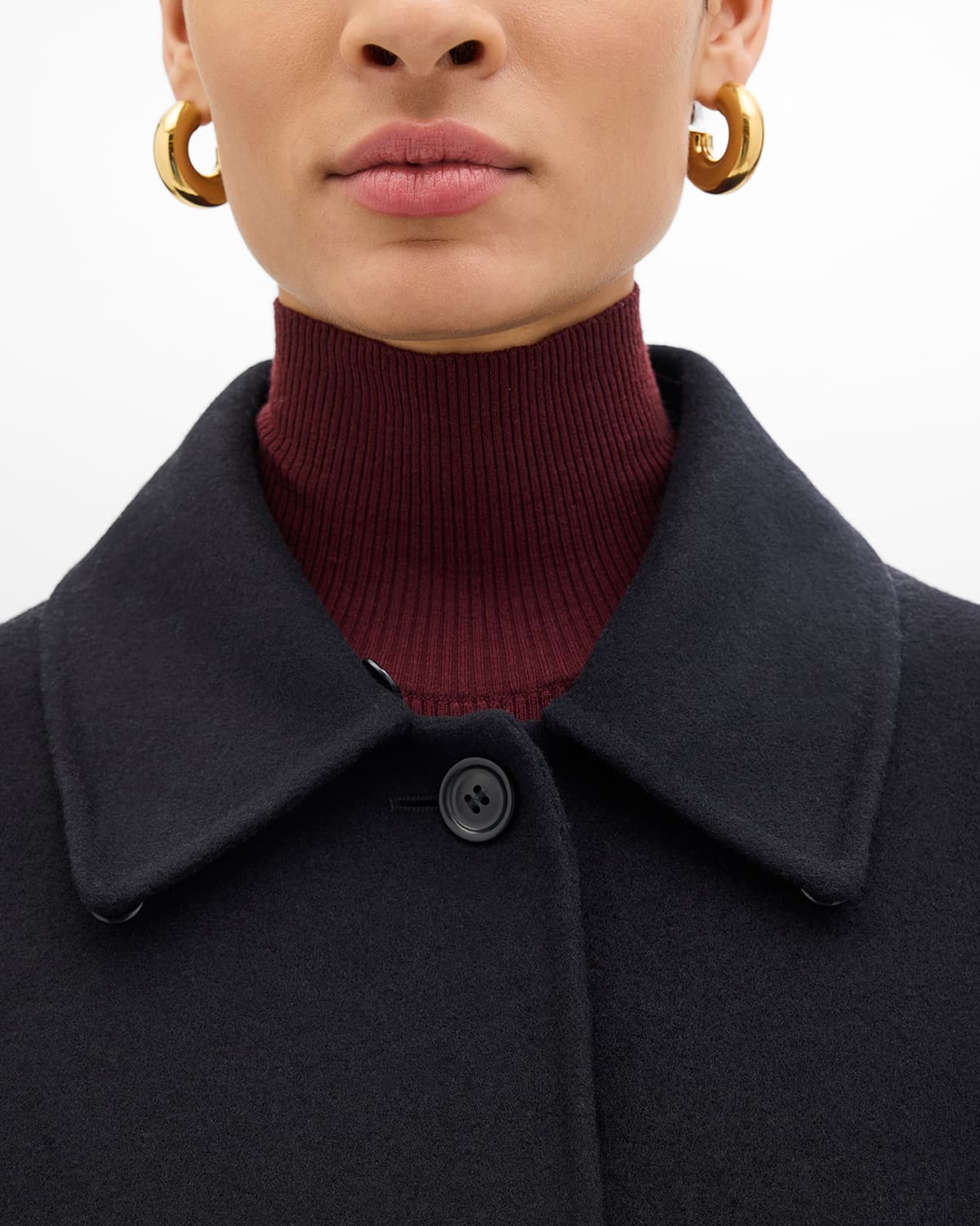 Fur Collar Balmacaan | Black