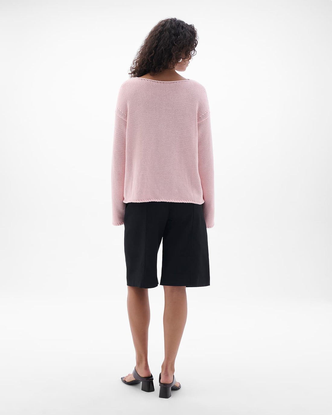 Another Tomorrow Draped Knit Sweater in Quartz – Cotton Women's Knitwear