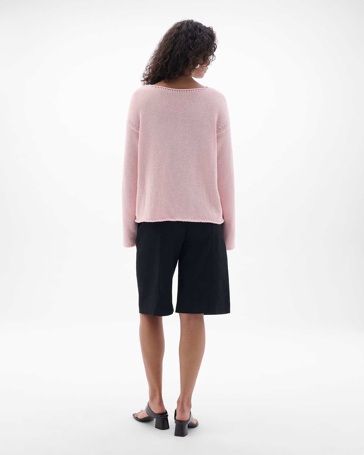 Another Tomorrow Draped Knit Sweater in Quartz – Cotton Women's Knitwear