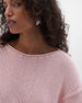 Another Tomorrow Draped Knit Sweater in Quartz – Cotton Women's Knitwear