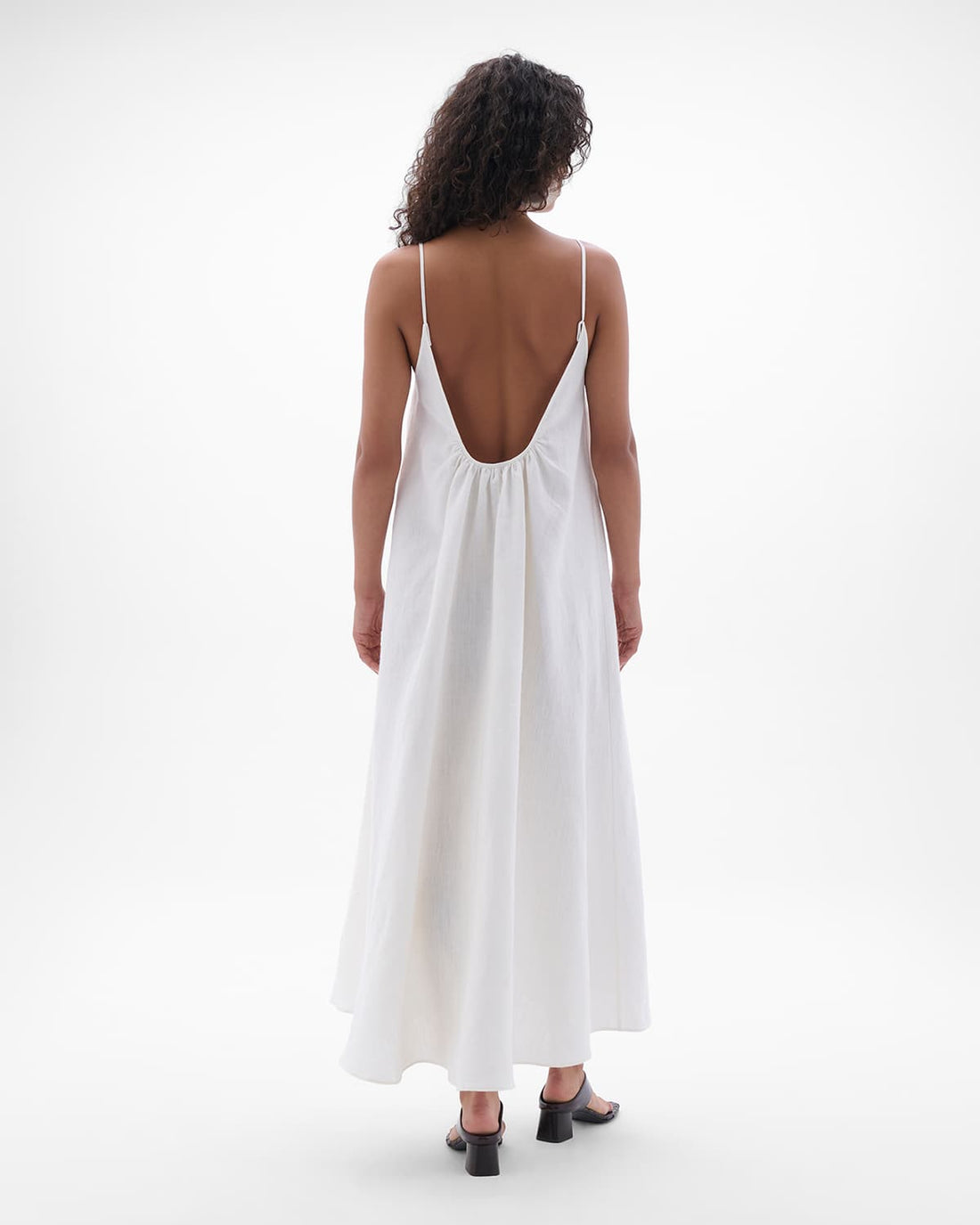 Gathered Back Dress | White