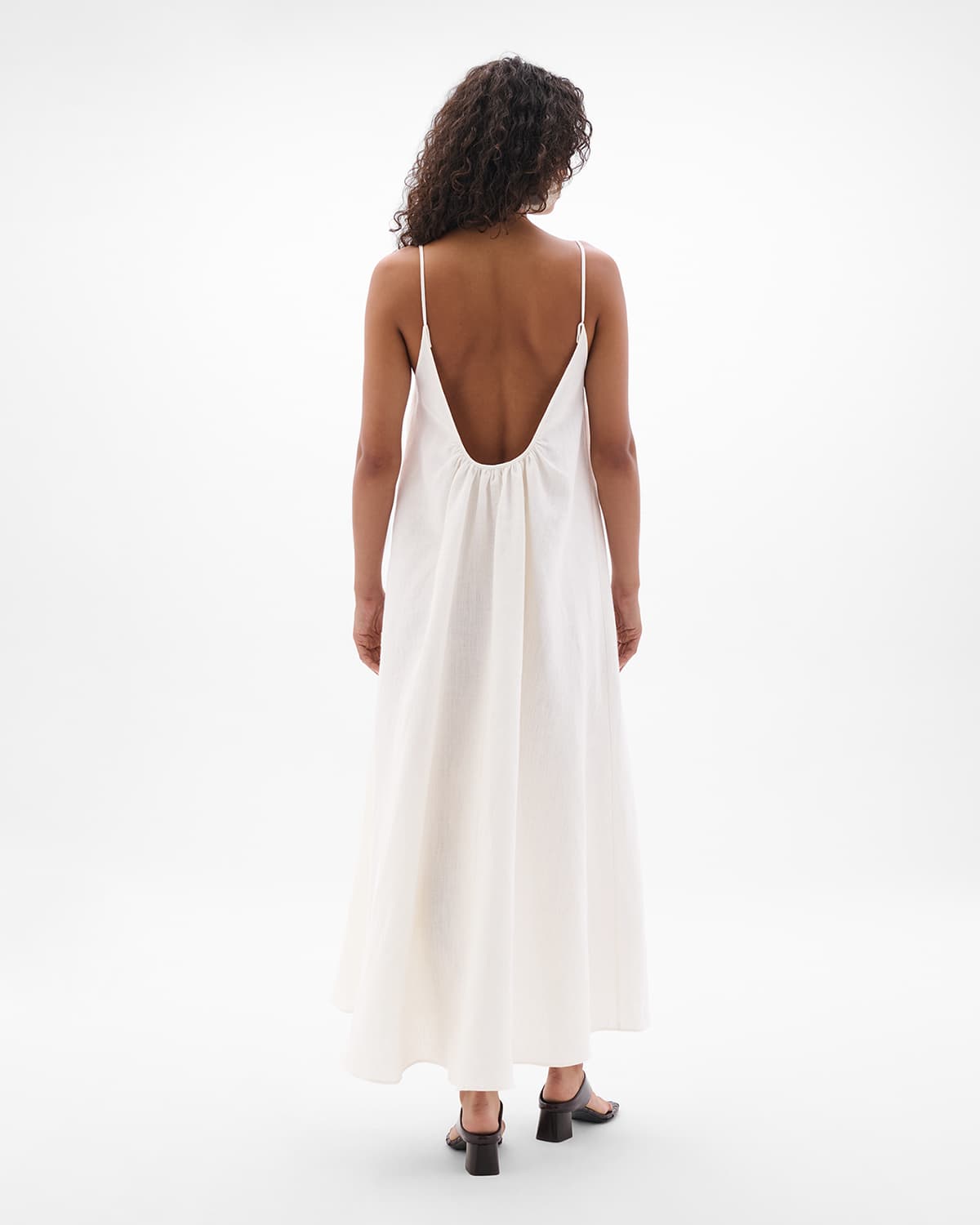 Gathered Back Dress | White
