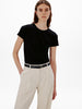 Another Tomorrow Fitted Tee in Black – Cotton Women's Top