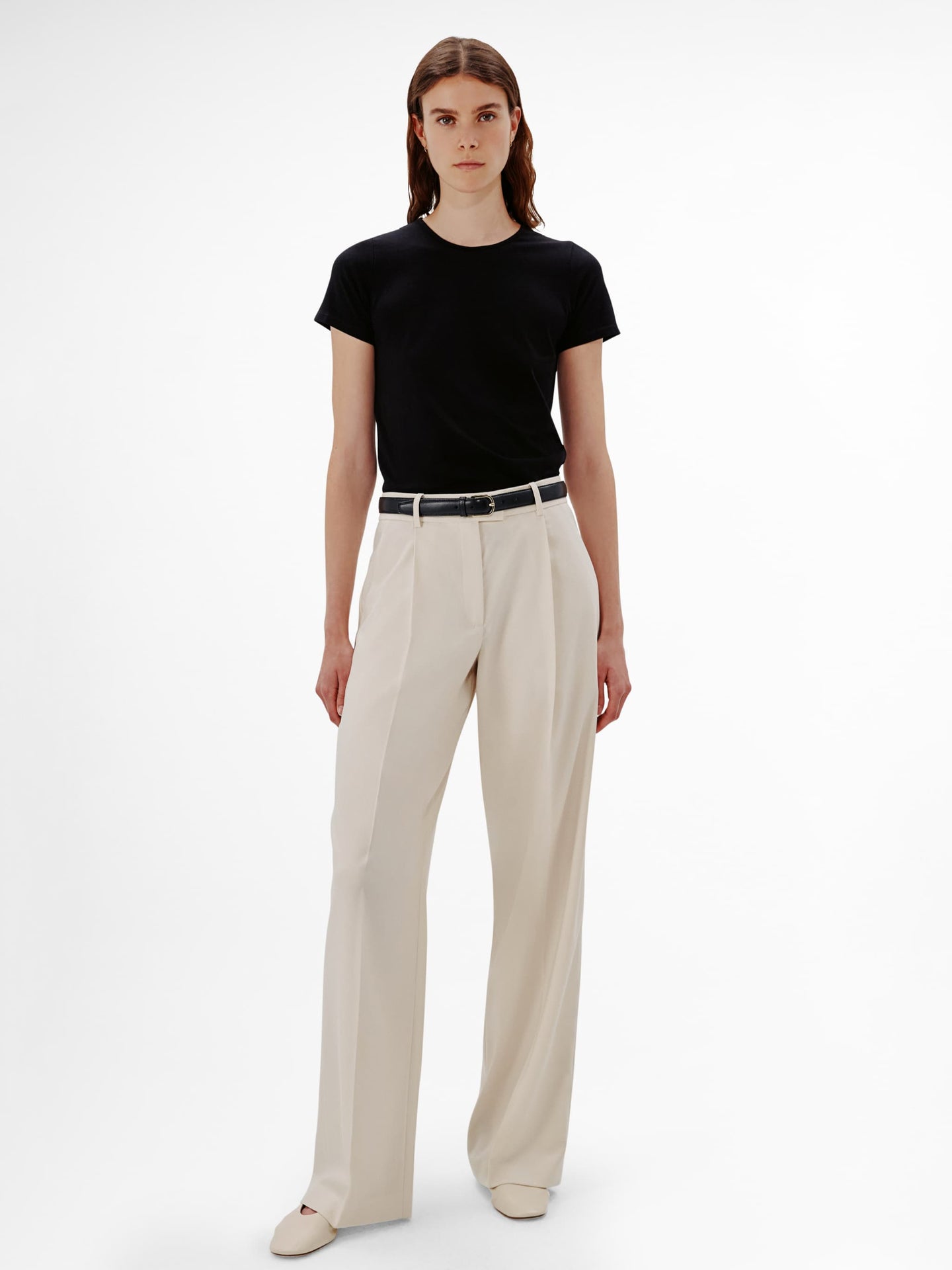 Another Tomorrow Fitted Tee in Black – Cotton Women's Top