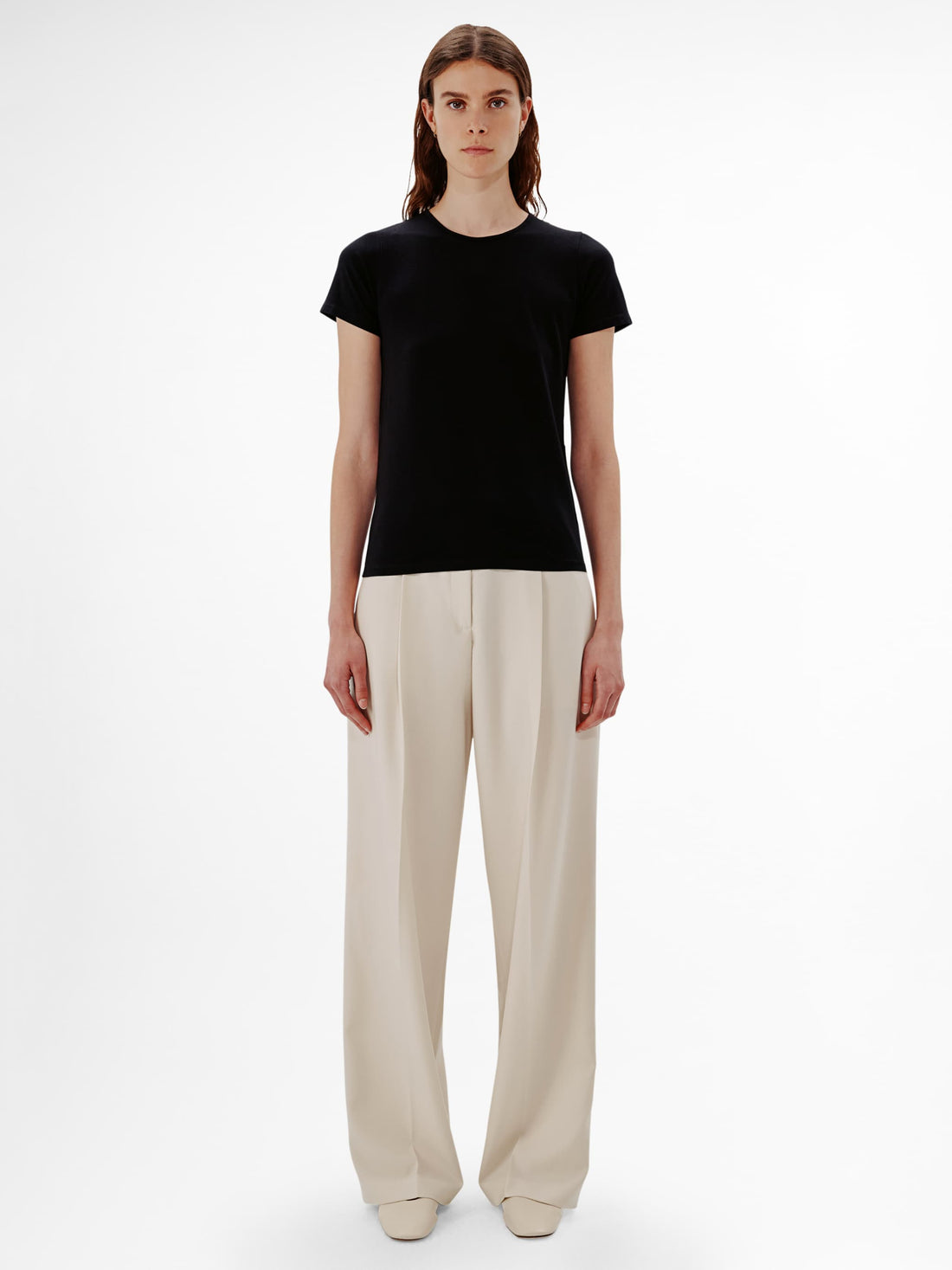Another Tomorrow Fitted Tee in Black – Cotton Women's Top