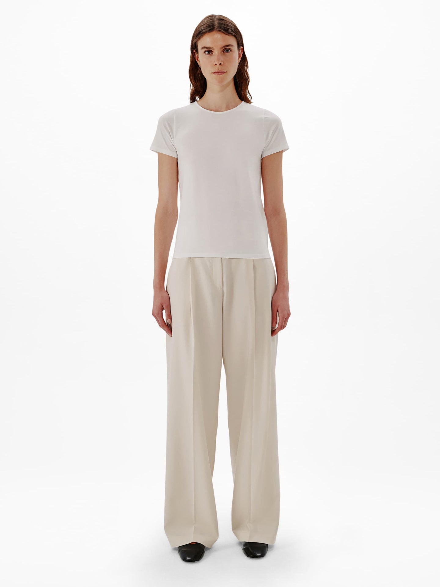Another Tomorrow Fitted Tee in White – Cotton Women's Top
