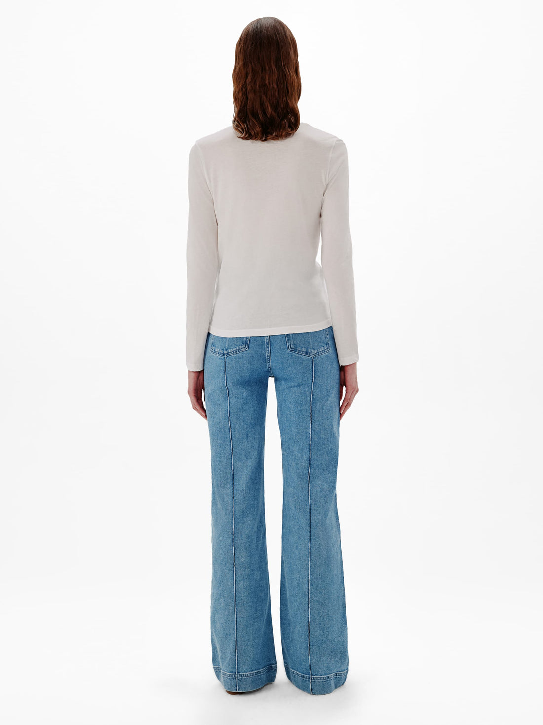 Another Tomorrow Long Sleeve T-Shirt in White – Cotton Women's Top