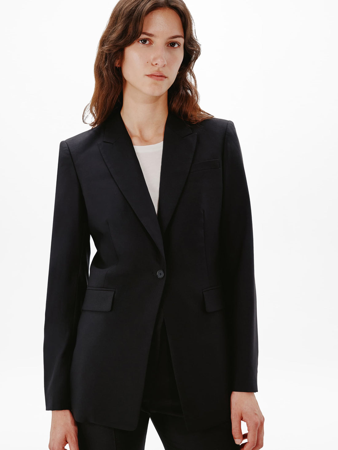 Another Tomorrow Single Button Jacket in Black – Wool Women's Jacket