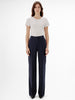 Another Tomorrow Slight Flare Trouser in Navy – Wool Women's Trousers