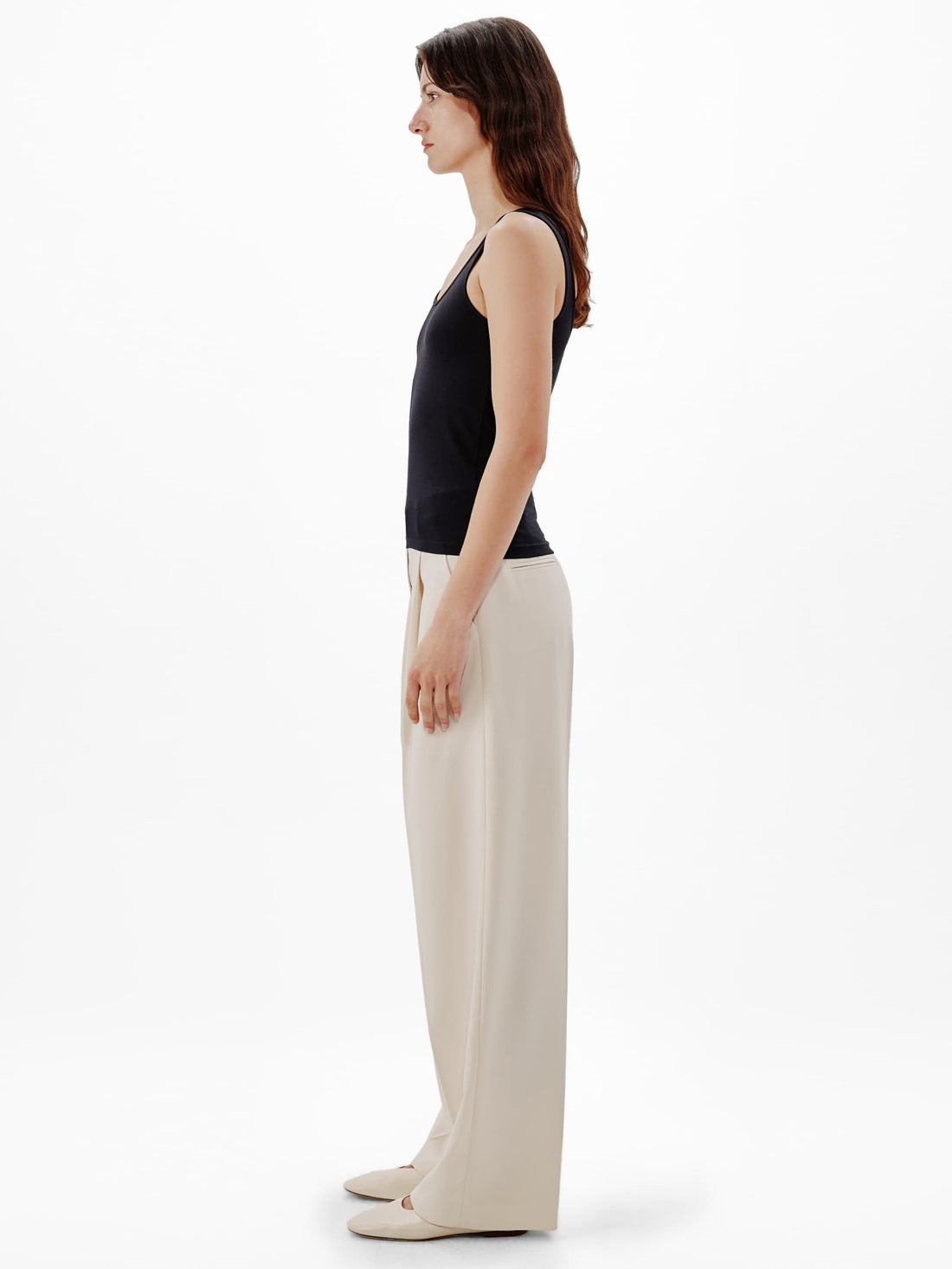 Another Tomorrow Slim Tank Top in Black – Cotton Women's Top