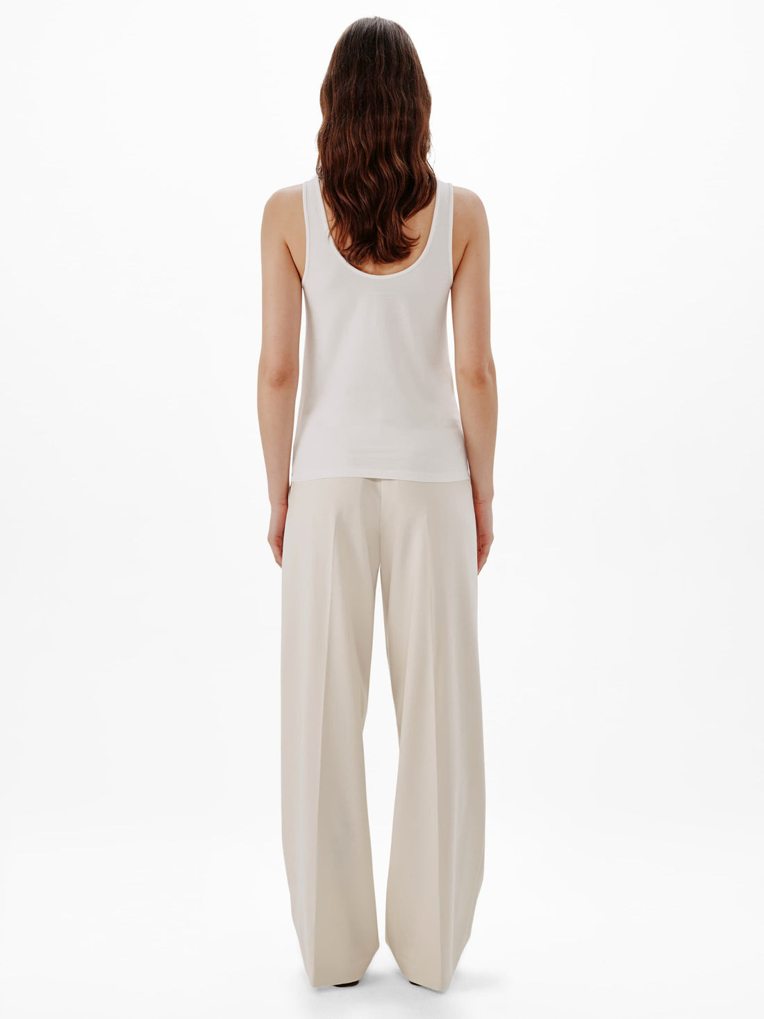 Another Tomorrow Slim Tank Top in White – Cotton Women's Top