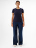 Another Tomorrow Crew Neck T-Shirt in Navy – Cotton Women's Top