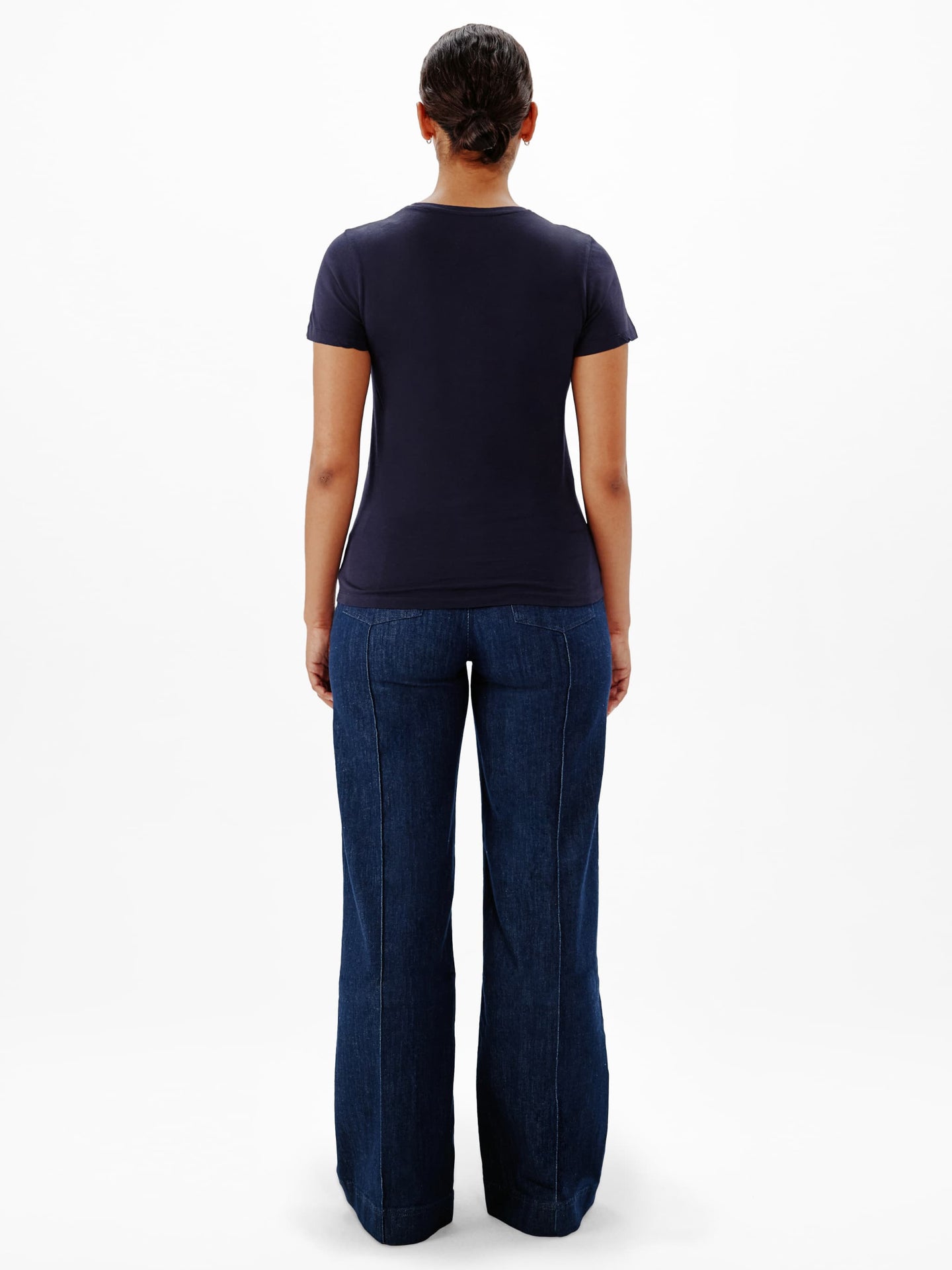 Another Tomorrow Crew Neck T-Shirt in Navy – Cotton Women's Top