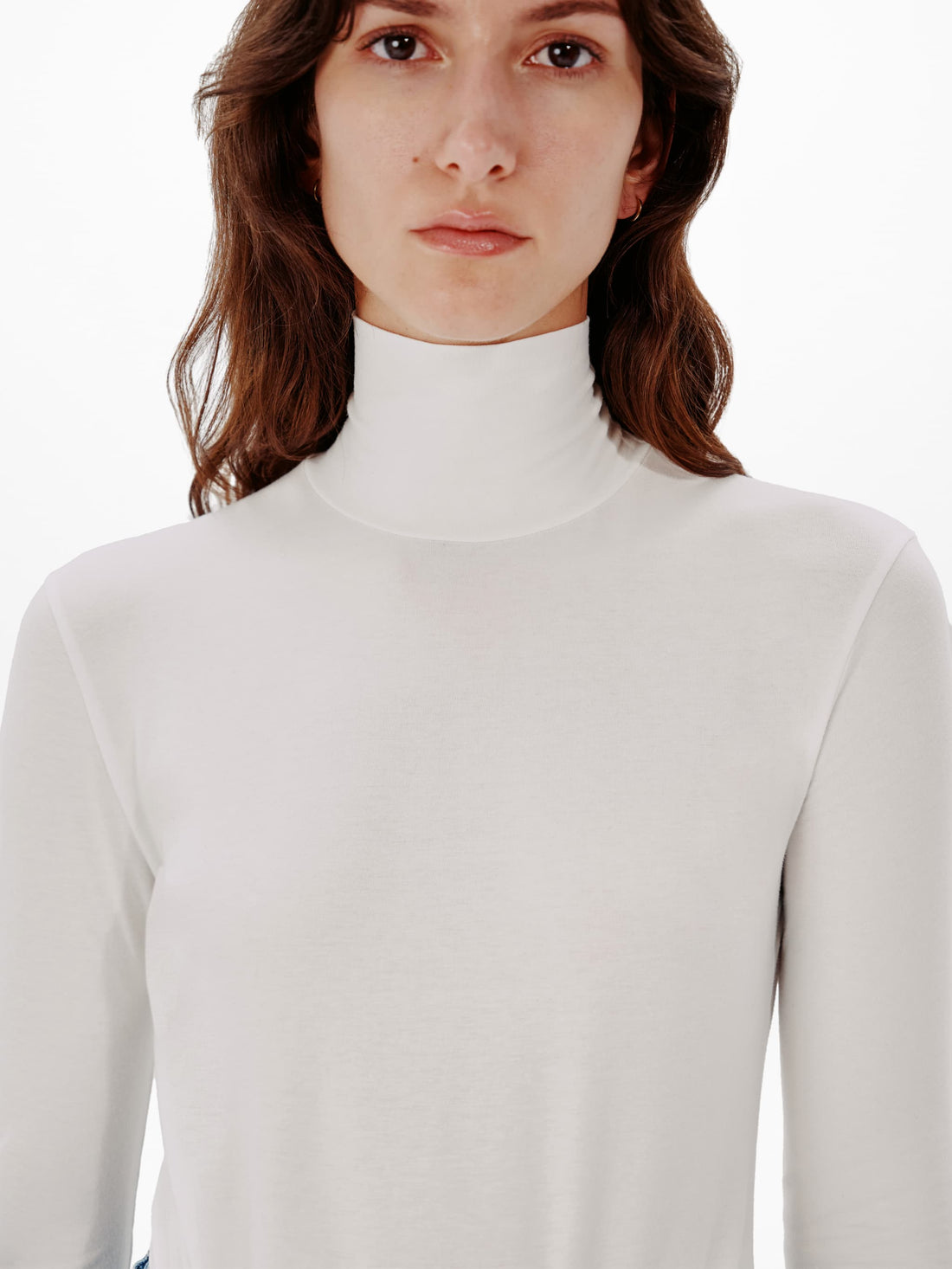 Another Tomorrow Turtleneck Bodysuit in White – Cotton Women's Knitwear
