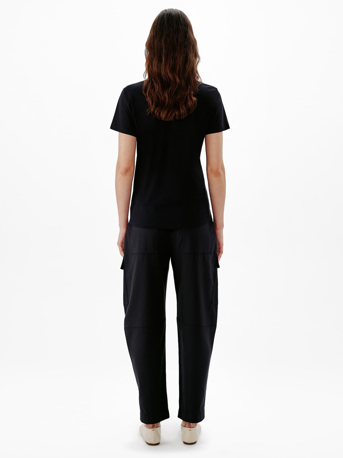 Another Tomorrow V-Neck Tee in Black – Cotton Women's Top