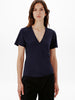 Another Tomorrow V-Neck Tee in Navy – Cotton Women's Top