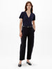 Another Tomorrow V-Neck Tee in Navy – Cotton Women's Top