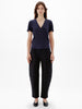 Another Tomorrow V-Neck Tee in Navy – Cotton Women's Top