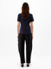 Another Tomorrow V-Neck Tee in Navy – Cotton Women's Top