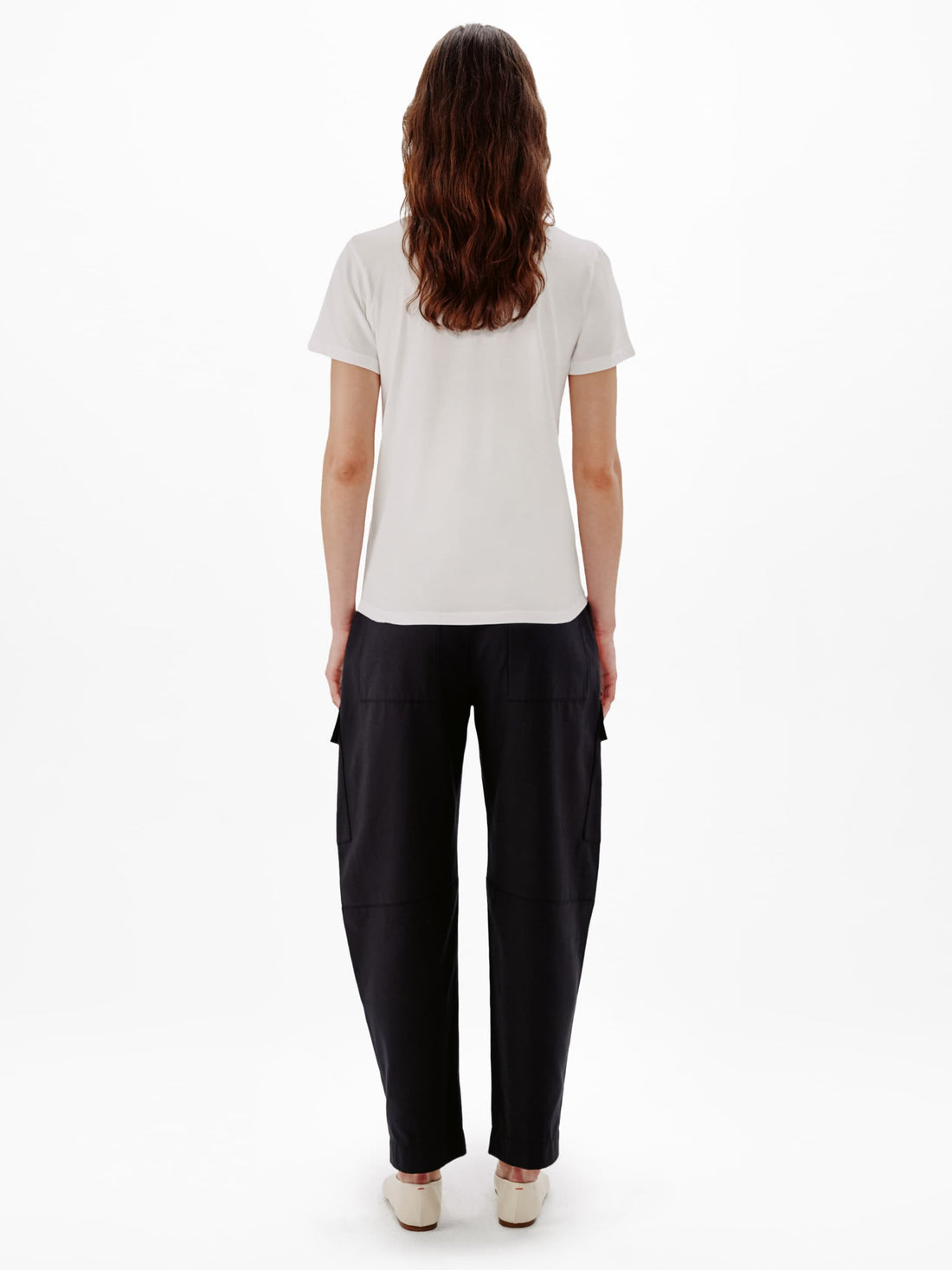 Another Tomorrow V-Neck Tee in White – Cotton Women's Top