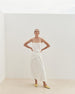 Another Tomorrow Asymmetrical Twist Skirt in Off White – Crêpe Women's Skirt